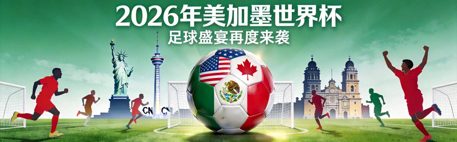 2026年美加墨世界杯官方宣传图 - 足球盛宴再度来袭